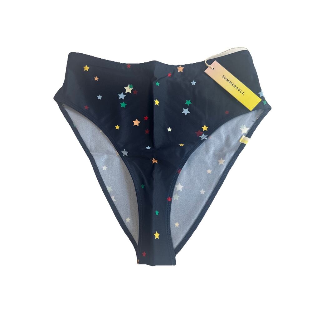 Summersalt Bikini Bottoms Women’s Size 4 Navy Star Print High Waisted NWT